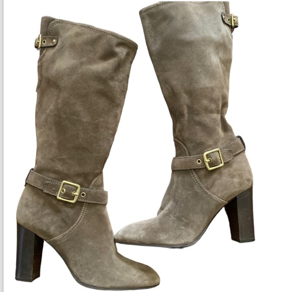 Coach | Shoes | Coach Robynn Suede Mid Calf Tall Heeled Riding Boots ...